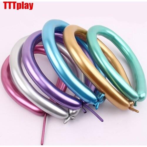10pcs/lot Metallic Latex Balloon Long Shape Metal Chrome Magic Tying Twisting Balloon Wedding Birthday Party Decoration Supplies