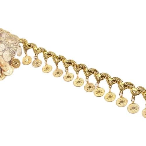 1yard 40mm Braided Gold Lace Trims Fringe Flower Paillette Sequins Tassel Ribbon Handmade Wedding Party Dress Fabric Supplier