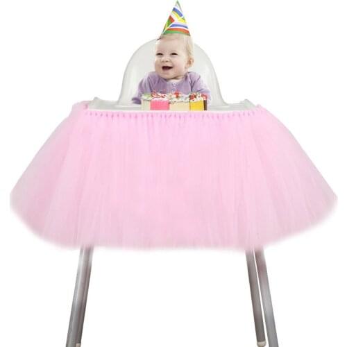 10 Yards*35Cm Table Skirt High Chair Tulle Skirt Baby Bathing Childrens Decoration One Year Old Birthday Party Chair Skirt