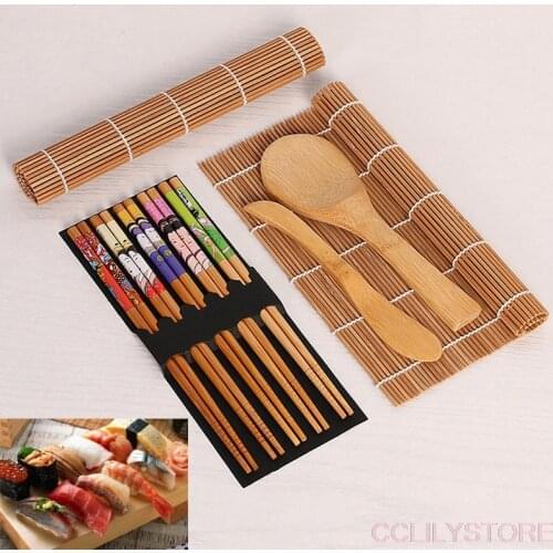 13Pcs DIY Bamboo Sushi Maker Set Sushi Curtain Rice Sushi Making Kits Roll Cooking Tools