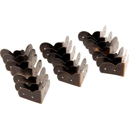 20Pcs Decorative Antique Corner Bracket Jewelry Box Wood Case Feet Leg Corner Protector Furniture Fittings with Nails