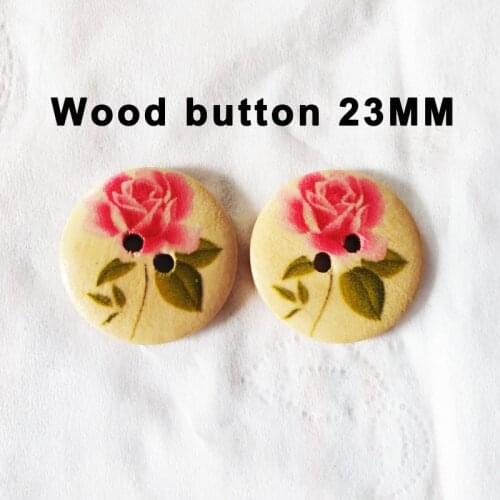 40PCS 23MM wood ROSE button garment painting wooden decoration FLOWER buttons coat boots sewing clothes accessory MCB-1004