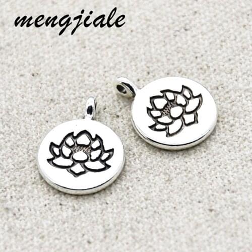 20pcs Hot Sell Alloy Buddhist Pendants Lotus Flower Charms For Jewelry Making Bracelet Accessories