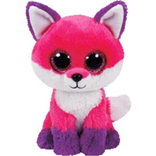 25CM Ty Beanie Glitter Big EyesRose Red Fox Cute Plushies Stuffed Animals Doll Toys Childrens Birthday Gift