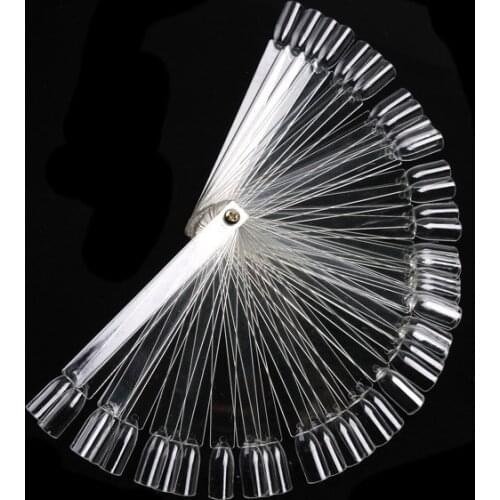 50 Tips Clear Nail Art Display Practice Foldable Fan-shaped Polish Display False Tips