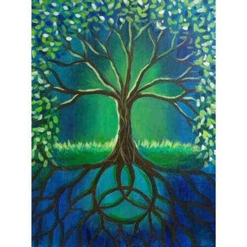 5D DIY Diamond Painting Square/Round Diamond Landscape Painting Green Landscape Picture Cross Stitch Embroidery Decor WG3007