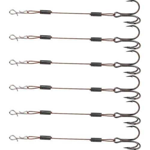 6pcs Fishhooks Stainless Steel Wire Carbon Steel String Hook Fish Hook Reusable Incisive Lure Bait Barbed Hooks Kit