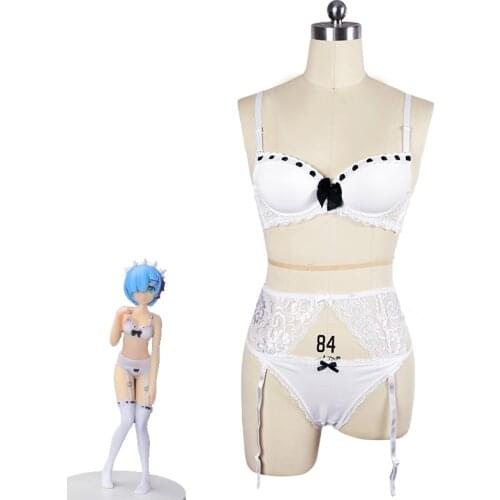 Anime! Re:Life in a different world from zero Rem Ram Cosplay Costume Lovely Lolita White Underwear Sexy Bra Halloween Suit