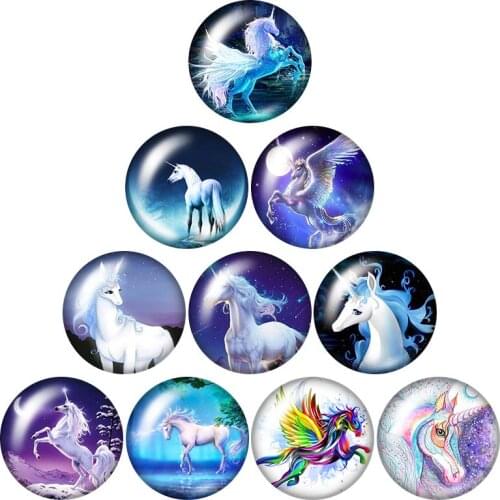 Unicorn Hedgehog fox bee ladybug 10pcs mixed 12mm/16mm/18mm/25mm Round photo glass cabochon demo flat back Making findings