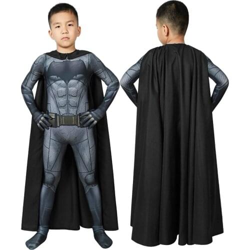 Kids Spuerhero League Bat Boy Bruce Wayne Jumpsuit Cosplay Costume For Children Halloween Masquerade Party Bodysuit