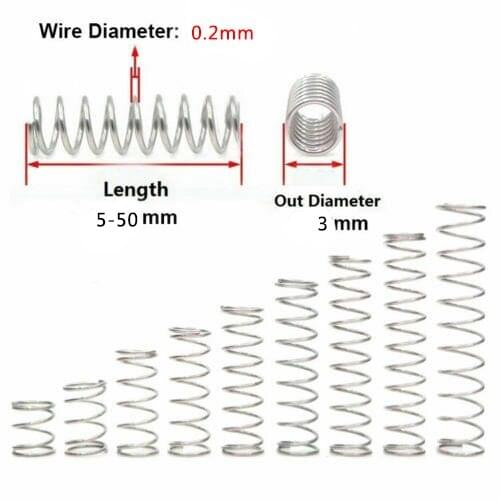 0.2mm Wire Dia. 3mm Outside Dia. Compression Spring 304 Stainless Steel