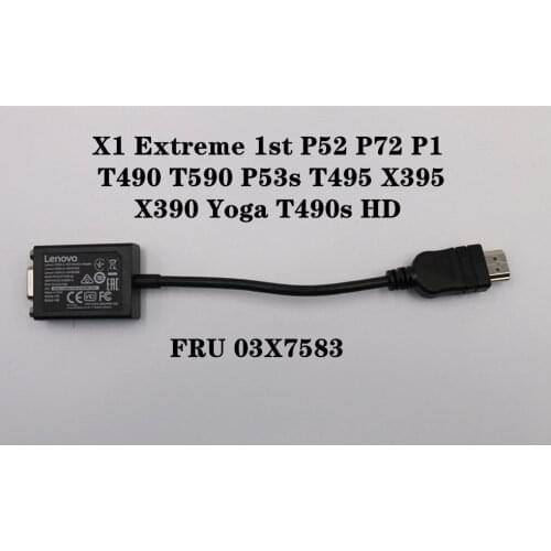 For Lenovo Thinkpad X1 Extreme 1st P52 P72 P1 T490 T590 P53s T495 X395 X390 Yoga T490s HD HDMI to VGA dongle 03X7583 03X6574