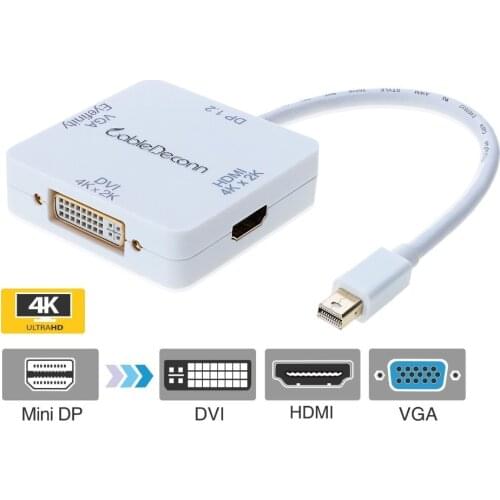 Thunderbolt 2 dock mini display port to vga hdmi 4K dvi 3 in1 multiport Adapter mini displayport cable Converter for Surface