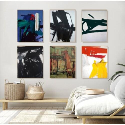 Franz Kline In Color by Franz Kline Famous Oil Painting Reproduction Canvas Abstract Poster Print Wall picture for living room