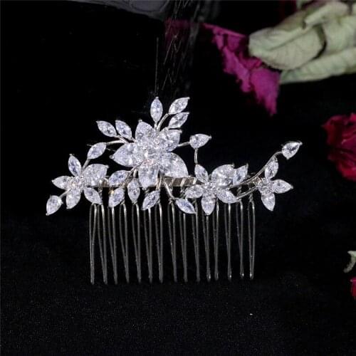 Shine Cubic Zircon Wedding Small Hair Comb Silver Color Bridal Headpiece Hair accessories Women Jewelry