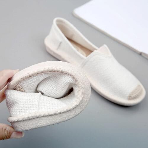 Comemore 2021 Summer Linen Flat Shoes Women Lightweight Breathable Fisherman Shoes Ladies Soft Casual Shoes Slip On Lazy Loafers