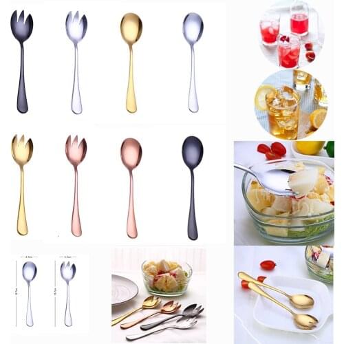 1pcs Salad Spoon Fork Salad Spoon Stainless Steel Cutlery Set Serving Spoon Set Colorful Unique Spoons