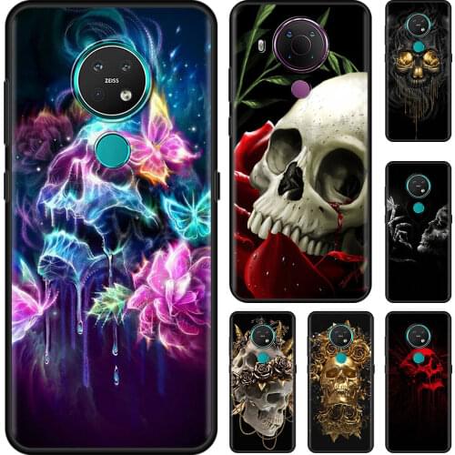 Fashion Retro Style Flower Skull Cell Phone Case for Nokia 5.4 7.2 3.4 5.3 2.3 3.2 8.3 5G 2.4 2.2 4.2 1.3 1.4 C20 G20 X20 Cover