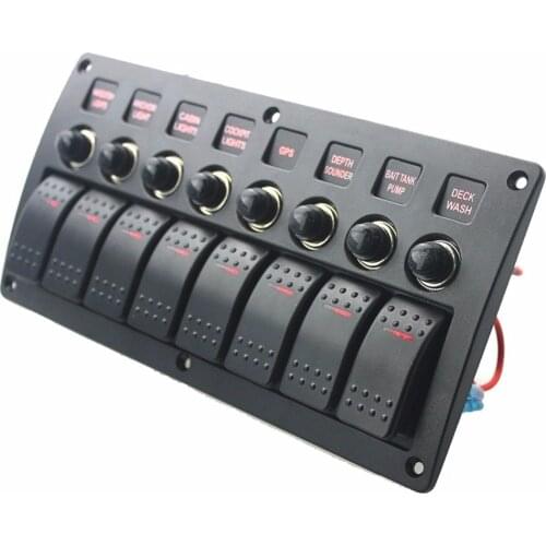 Marine Electric 8 Gang Red LED ON-OFF Rock Switch Panel for Boat Rvs
