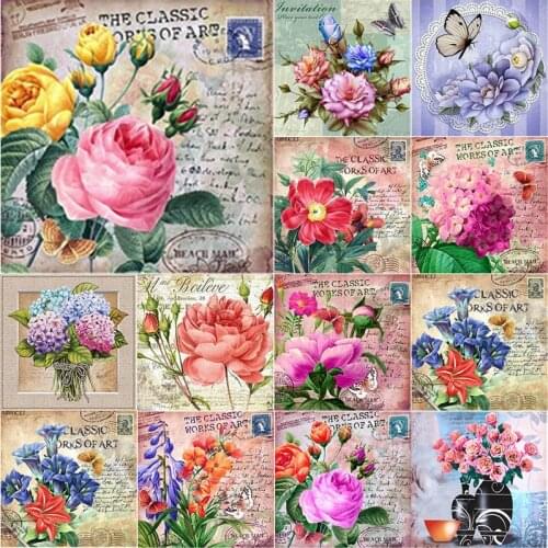 New 5D DIY Diamond Painting Fresh Flowers Diamond Embroidery Scenery Cross Stitch Full Square Round Drill Manual Home Decor Gift