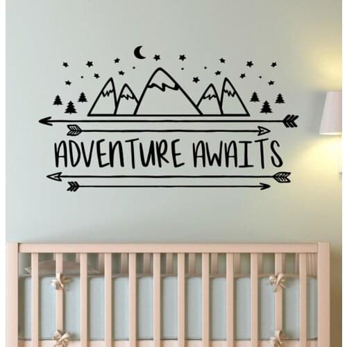 Kids Room Wall Stickers Adventure Awaits Wall Decals Home Decoration Boys Girls Room Nautical Compass Vinyl Nursery Decor C310