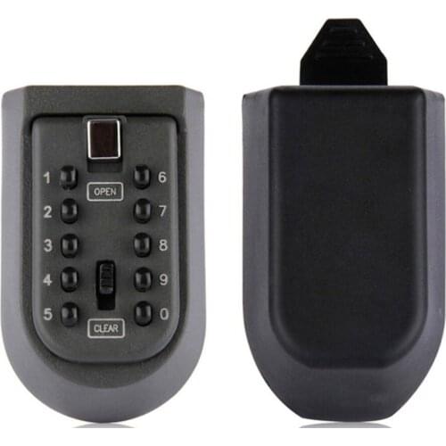 Wall Mounted Outdoor Key Storage Lock Box 10 Digit Push-Button Combination Password Key Safe Box Resettable Code Key Holder