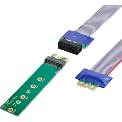 NGFF M-key NVME AHCI SSD to PCI-E 3.0 1x x1 Vertical Adapter with Cable Male to Female Extension