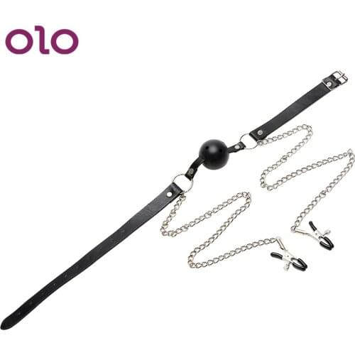 OLO Flirting Nipple Stimulator Oral Fixation with Nipple Clamp Open Mouth Ball Gag Adult Games Sex Toys for Women Men Couple