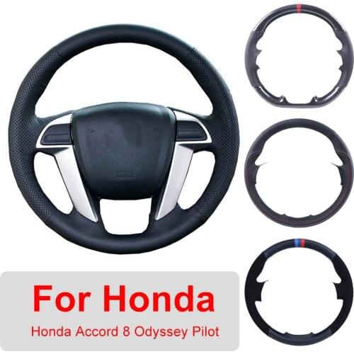 Customized Car Steering Wheel Cover For Honda Accord 8 2008-2013 Odyssey 2011-2014 Pilot 2012-2015 Leather Protective Wrap