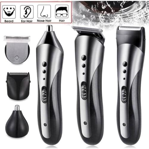 Rechargeable Washable Electric Hair Clipper Electric Nose Hair Clipper Beard Razor with 4 Guide Combs