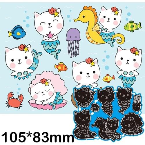 Cutting Dies Fish and Cats Metal for DIY Scrapbooking Photo Album Embossing Paper Card 105*83mm