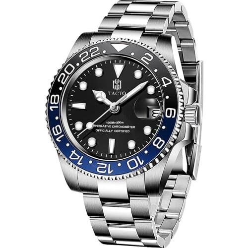 2020 TACTO Luxury Mens Watch Gmt Watch Sports Watches Date Clock Male Men Quartz Wrist Watch 50m Waterproof Relogio Masculino