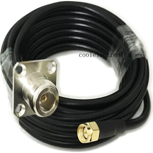 RG58 Coaxial Cable SMA Male to N Female Jack 4 Hole Flange Connector Adapter 50-3 Coax Cable 50ohm 50cm 1/2/3/5/10/15/20/30m