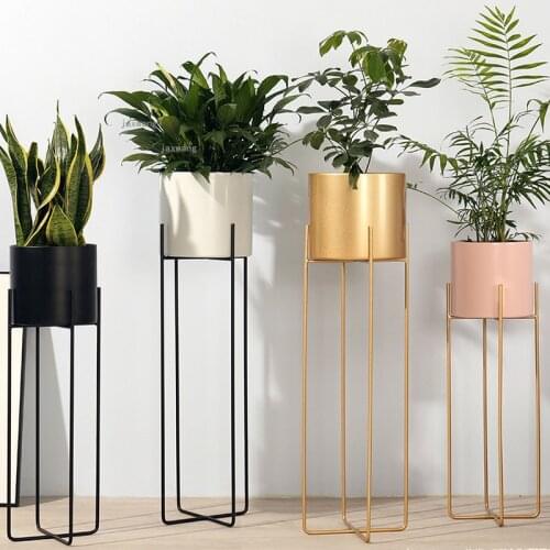 Nordic Wrought Iron Bedroom Floor-standing Flower Rack Simple Modern Balcony Flower Pot Stand Living Room Plant Shelf Decoration