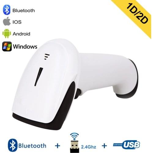 1D/2D CCD/ Laser Barcode Scanner Bluethooth and 2.4G Portable Wireless QR Bar code Reader Support Tablet Android Ios Windows