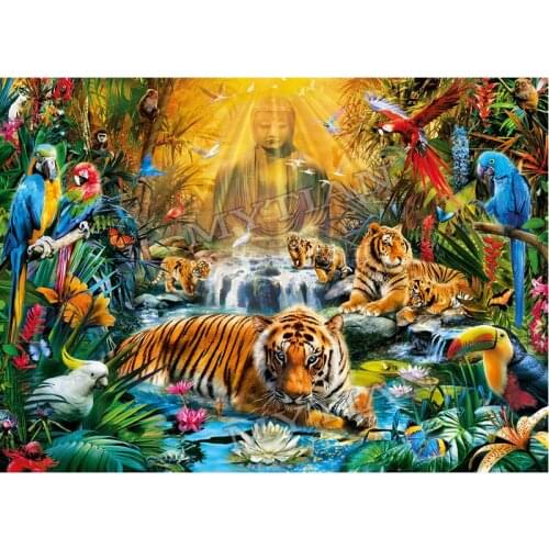 Tiger &Buddha statue &parrot full drill resin 5D Diamond Painting pattern Diamond Embroidery 3D Cross Stitch Kits Handmade Decor