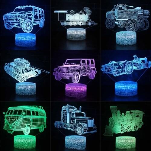 Teen Room Decoration Kids Lamp Boy Car Series 3d Colorful Night Light Touch Remote Control Plug-in Led Gift Desk Otaku Bedside