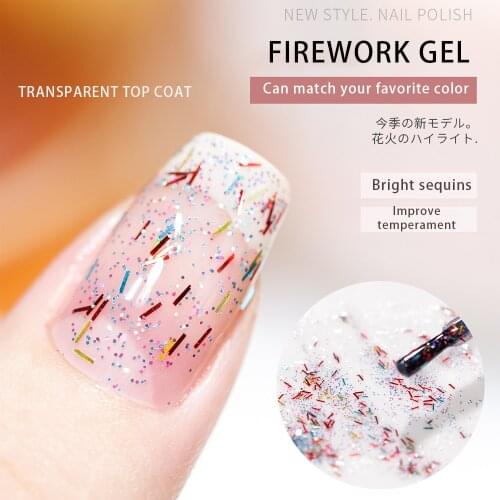 VDN 15ml Firework Gel Nail Polish Bright Match Various Colors For Nail Art Design Poly UV Transparent Top Coat For Manicure