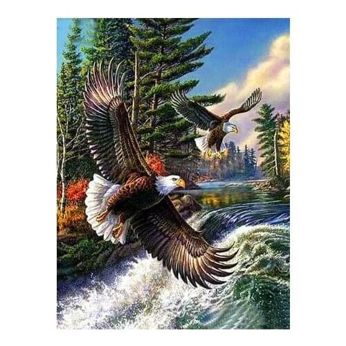Forest Embroidery Mosaic Craft Eagle Birds Diamond Painting Kits Crystal Picture Wall Paper Rhinestone Drawing Christmas Gift