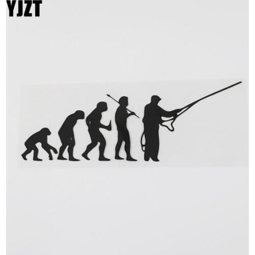YJZT 17.2CMX6.4CM Interesting Fly Fishing Evolution Decal Vinyl Car Sticker Black/Silver 8A-0585