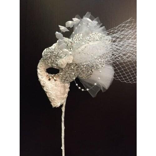 Ladies White Flower Half Face Lace Bauta Masquerade Party Ball Mask