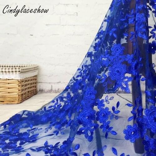 1Yard Multi French Organza Lace Fabric African Tulle Flower Embroidered Transparent Net Lace Fabric For Wedding Dress Sewing DIY