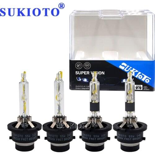 SUKIOTO 2PCS Original Xenon HID 55W D2S D2R D4R D4S Car Bulb 5500K White Fast Bright Xenon Lamp D2 D4 Auto Headlamp Bulb Lights