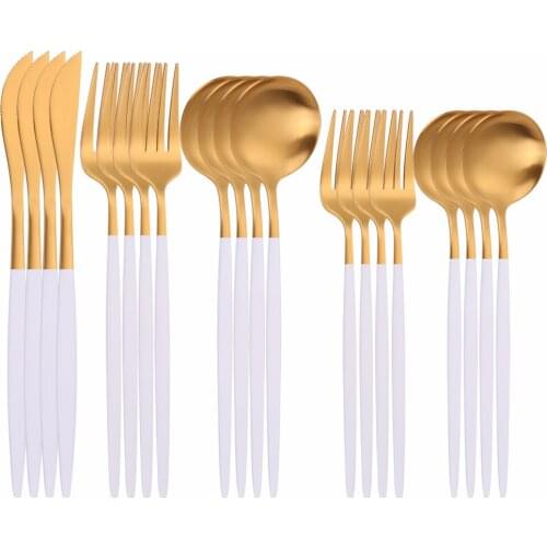 20Pcs Matte Stainless Steel Cutlery Set Travel Tableware Dinnerware Birthday Dinner Flatware Set Kitchen Forks Knives Spoons Set