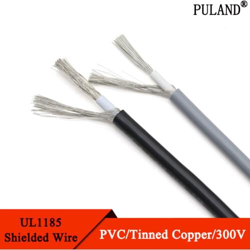 UL1185 Shielded Wire 14AWG ~ 24AWG Single Core Audio Channel Signal Cable Amplifier Electric Copper Line PVC Insulated Black