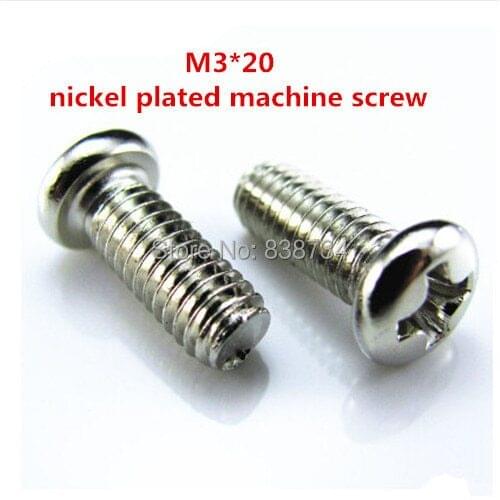 500pcs m3*20 carbon steel with nickel coated phillip cross pan round head electronic l screw machine screw