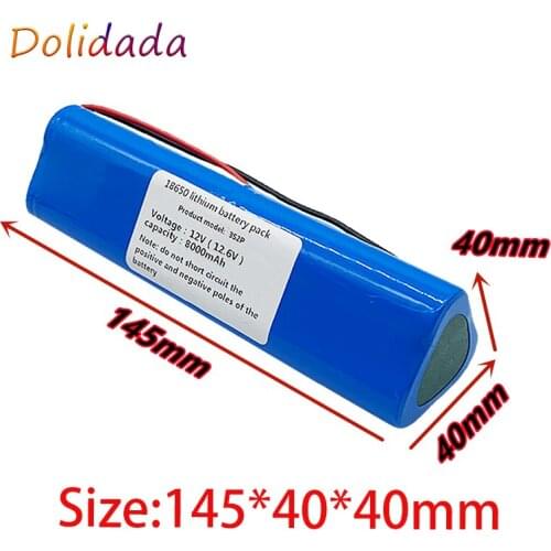 12V Battery 8000mAh 3S2P 12.6V/11.1V 18650 Lithium-ion Battery Pack with 5A BMS for Backup Power Ups CCTV Camerar
