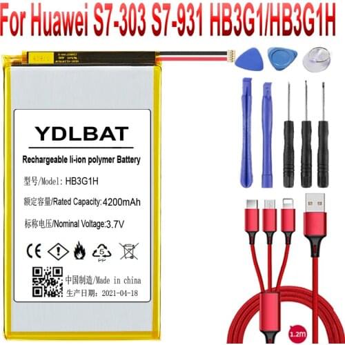 4200mAh battery for Huawei MediaPad 7 Lite HB3G1H HB3G1 s7-301u T-Mobile Springboard 301w 302 303(7 inch) 701 931+USB cable