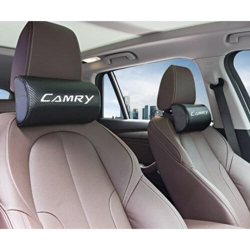 Car neck pillows both side pu leather single headrest case for Toyota camry accessories car styling