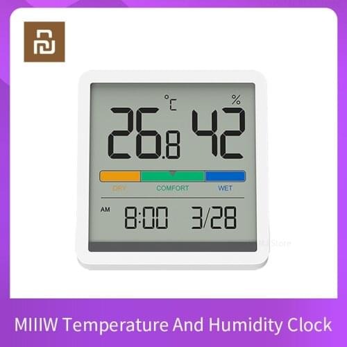 Miiiw Mute Temperature And Humidity Clock Home Indoor High-precision Baby Room C/F Temperature Monitor 3.34inch Huge LCD Screen